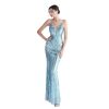 Ladies Mermaid Evening Gowns Sexy Spaghetti Strap V Neck Backless Maxi Skirt Women Elegant Party Dinner Dresses