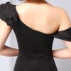 Classic Black Dinner Dresses Sexy Slash Neck One Shoulder Ruffles Evening Gowns Women Elegant Party Maxi Skirt