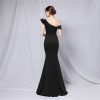 Classic Black Dinner Dresses Sexy Slash Neck One Shoulder Ruffles Evening Gowns Women Elegant Party Maxi Skirt