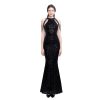 Classic Black Beaded Dignified Women's Dinner Dresses Women Elegant Slim Fishtail Party Long Evening Gown