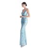 Ladies Mermaid Evening Gowns Sexy Spaghetti Strap V Neck Backless Maxi Skirt Women Elegant Party Dinner Dresses