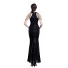 Classic Black Beaded Dignified Women's Dinner Dresses Women Elegant Slim Fishtail Party Long Evening Gown