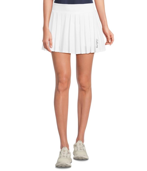 Women's 16" High Waist Solid Golf Skort with Pleats, Moisture-Wicking Stretch Fabric, Truesculpt Slimming Technology