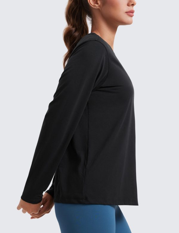 Womens Long Sleeve Tops High Crew Neck Casual Fall Shirts Basic Quick Dry Workout Athletic T-Shirt