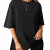 Women's Oversized T Shirts Short Sleeve Crewneck Loose Fit Tops Summer Basic Tee