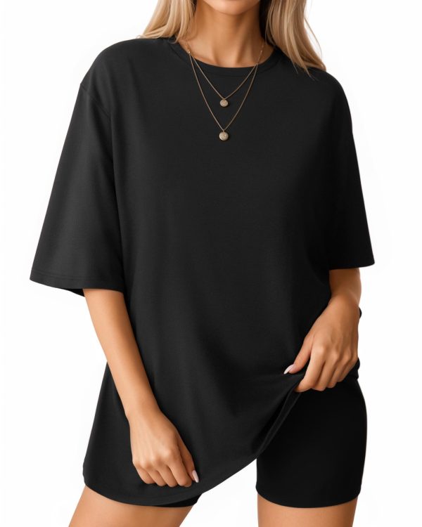 Women's Oversized T Shirts Short Sleeve Crewneck Loose Fit Tops Summer Basic Tee