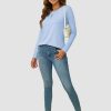Long Sleeve Shirts for Women Fall Outfit 2025 Fashion Casual T Shirt Round Neck Basic Loose Tunic Tops