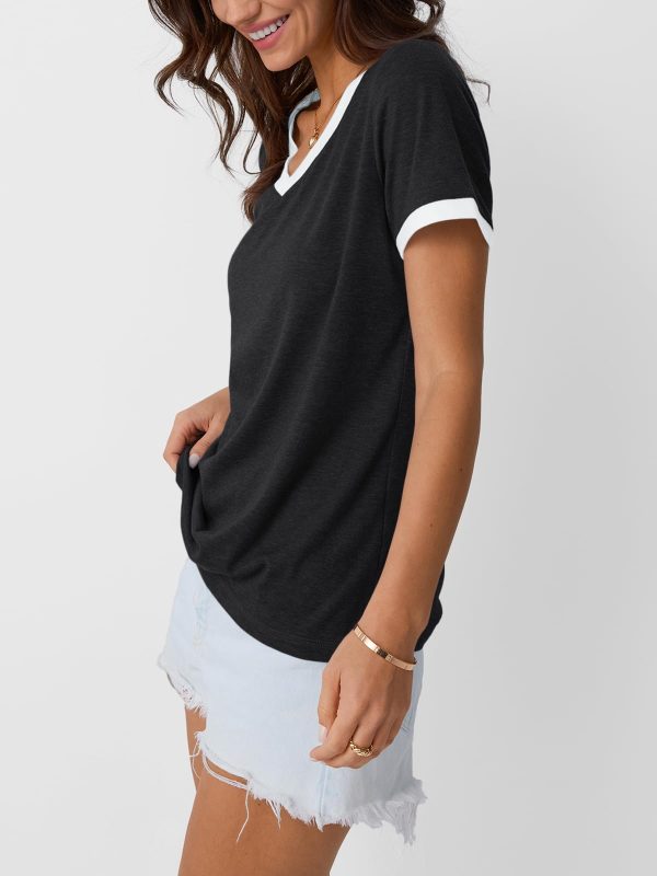 Womens Short Sleeve T-Shirts Summer Tops Casual Soft Tunic V Neck Basic Workout Clothes Spring Fashion Outfits 2025