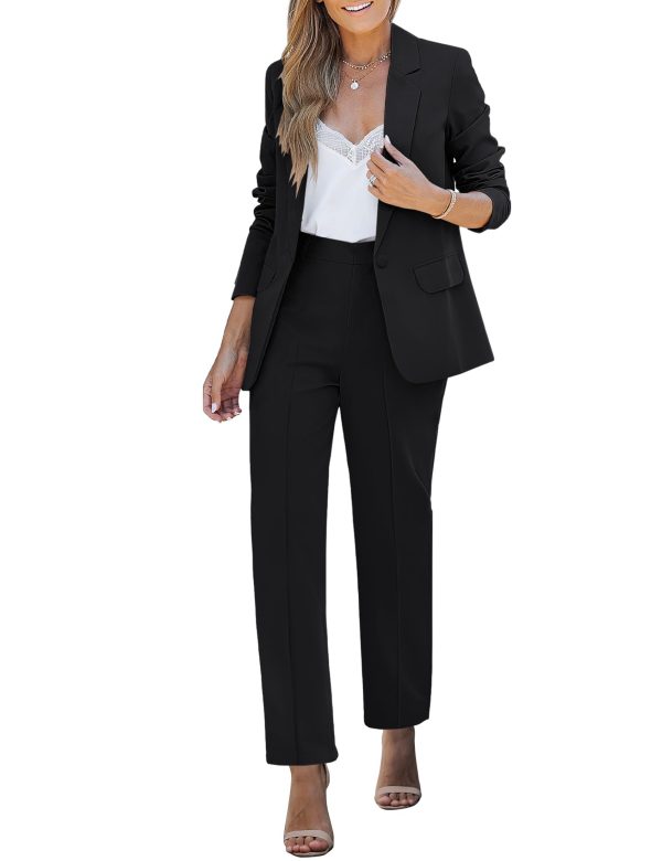 Women's Two Piece Sets Pants Suits Dressy Business Casual Outfits Professional Blazer Pantsuits Set Work Office