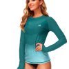 Womens Gradient Rash Guard UPF 50+ Swim Shirts Surfing Top with Thumb Hole