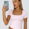 Tshirts Shirts for Women Double Lined Going Out Crop Tops 2025 Spring Summer Workout Y2k Clothes Beach Fashion