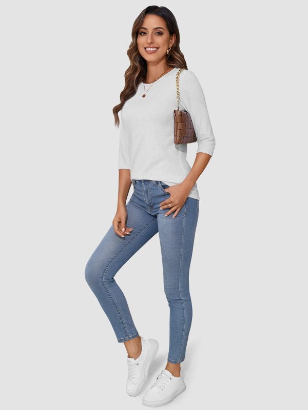 Womens 3/4 Sleeve T-Shirts Summer Tops Fall Fashion Blouses Beach Vacation Clothes Spring Tunic 2025 Trendy