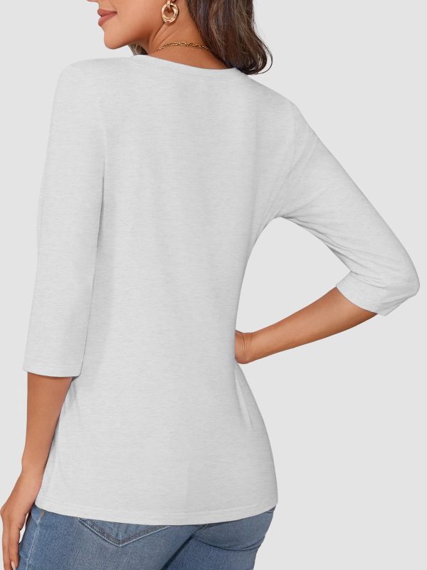 Womens 3/4 Sleeve T-Shirts Summer Tops Fall Fashion Blouses Beach Vacation Clothes Spring Tunic 2025 Trendy