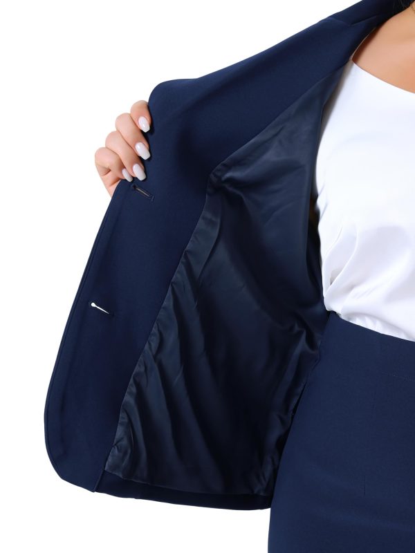 Plus Size Women Blazer Suits Notch Lapel Short Sleeve Office Pencil Skirt Business Skirt Set