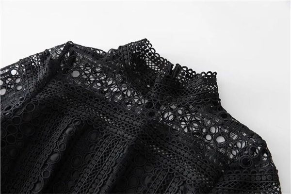 Women's Vintage Casual Summer Long Dress Short Sleeve Hollow Out Embroidery Maxi Dresses