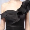 Classic Black Dinner Dresses Sexy Slash Neck One Shoulder Ruffles Evening Gowns Women Elegant Party Maxi Skirt