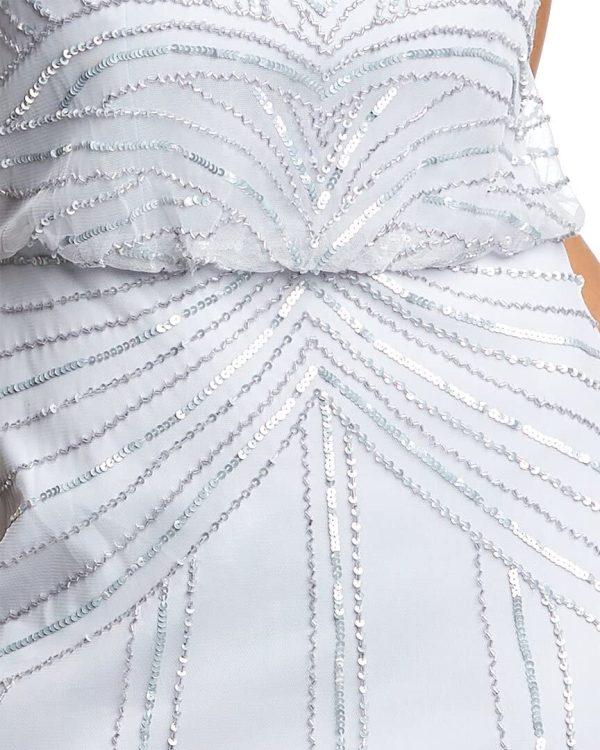 Women's Short Sleeve Beaded Blouson Long Dress