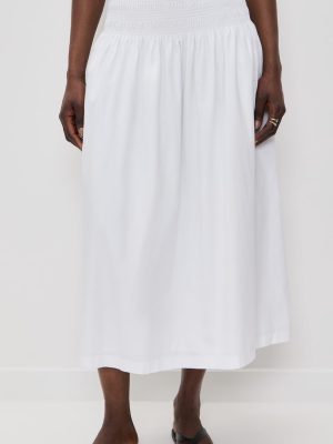Women's Smocked-Waist Poplin Midi Skirt