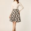 Women's Easter Plaids Vintage Tartan Elastic Waist Knee Length A-Line Skirt