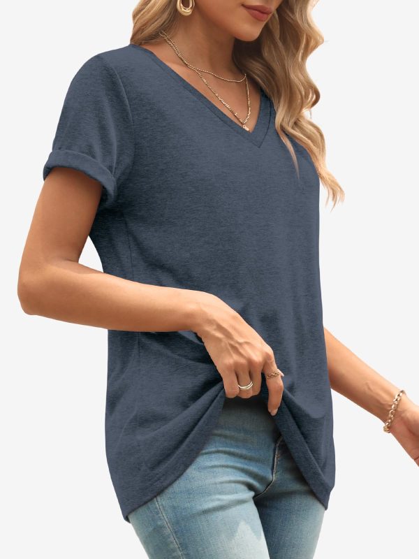 T Shirts Short Sleeve V Neck Tees for Women Fashion Tops Trendy Lightweight Casual Summer Outfits Clothes 2025 Beach