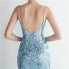 Ladies Mermaid Evening Gowns Sexy Spaghetti Strap V Neck Backless Maxi Skirt Women Elegant Party Dinner Dresses