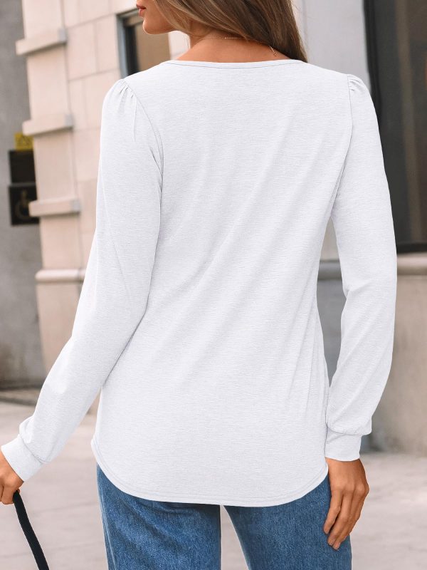 Womens Long Sleeve T-Shirts Dressy Business Casual Tops Tunic Fall Fashion Crewneck Blouse Trendy Winter Outfits 2025
