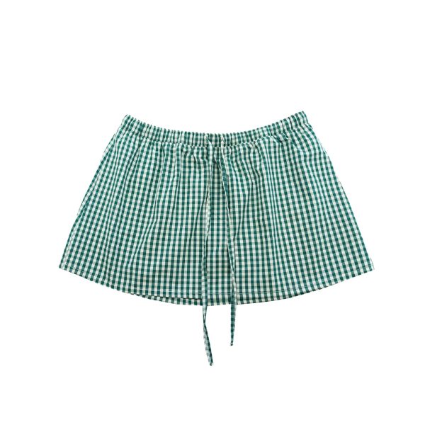 Women Y2k Plaid Mini Skirts Elastic Waist Low Rise A Line Boxer Skirt Summer Gingham Going Out Bubble Short Skirts