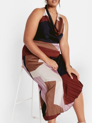 Women's Plus Size Skirt-Amaya Asymmetrical Harmonica Pleat Print