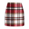 Womens Wool Plaid Mini Skirt Fall Winter High Waisted Bodycon Pencil Skirt