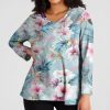 Womens Dressy Casual Long Sleeve Tops Crew Neck Ladies Fall Outfits Trendy Plus Size Floral Print Shirts