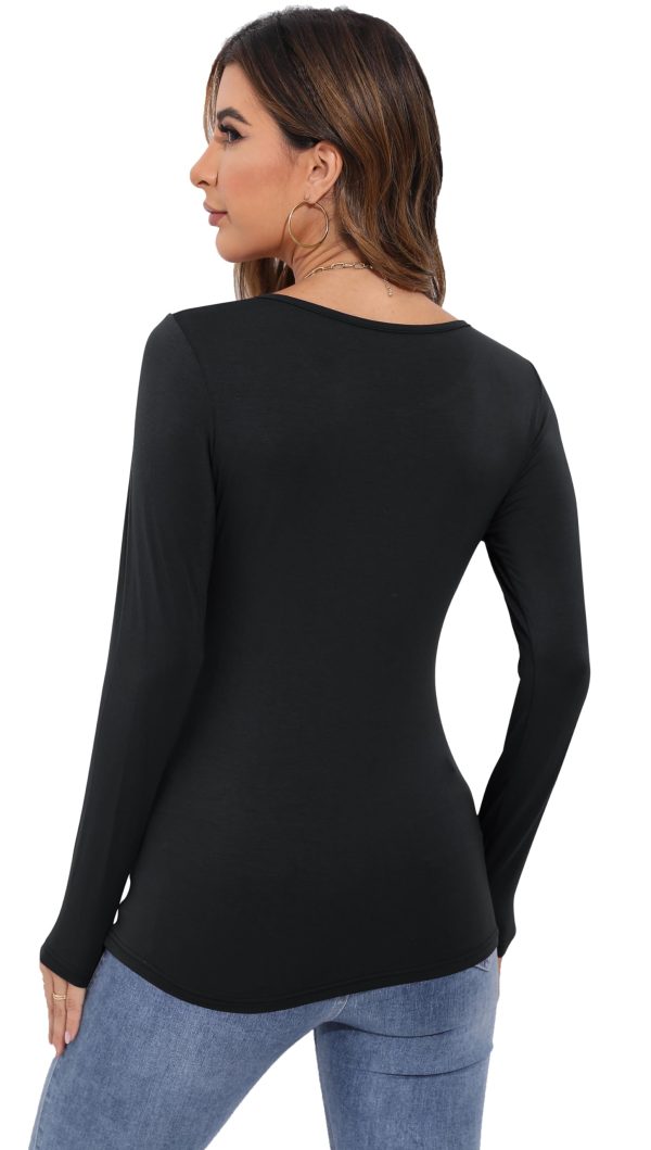 Women's Long Sleeve T-Shirt Scoop Neck Rayon Slim Fit Stretchy Layer T Shirts Tops