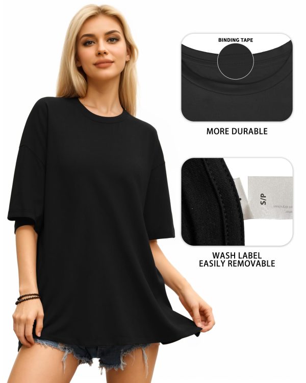 Women's Oversized T Shirts Short Sleeve Crewneck Loose Fit Tops Summer Basic Tee