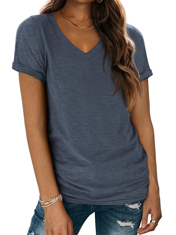 T Shirts Short Sleeve V Neck Tees for Women Fashion Tops Trendy Lightweight Casual Summer Outfits Clothes 2025 Beach