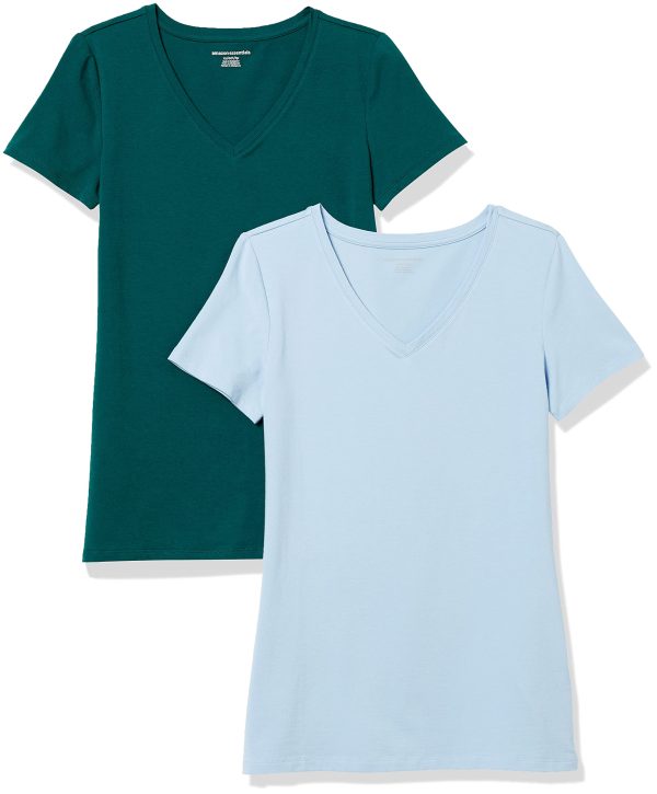 Women's Regular-Fit Short-Sleeve V-Neck T-Shirt, Multipacks