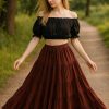 Women's 25 Yard Cotton Gypsy Belly Dance 4-Tiered A-Line Pleated Maxi Long Boho Dance Tribal Skirt