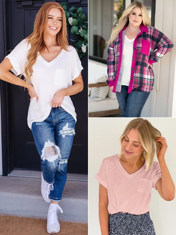 Womens T Shirts 2025 Short Sleeve V-Neck Shirts Cute Fit Summer Casual Tee Tops S-3XL Beach