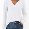 Womens Long Sleeve Tops T Shirts V Neck Casual Top Comfortable Shirt Soft Basic Tees Women Blouses
