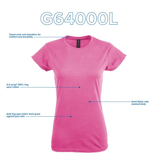 Women's Softstyle Cotton T-Shirt, Style G64000l, Multipack