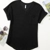 Womens Waffle Knit Tops 2025 Fall Summer V Neck Shirts Casual Trendy Women's Blouses Basic Tee