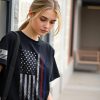 4th of July Shirts Women American Flag Patriotic Shirts USA Star Stripes Graphic T Shirt Short Sleeve Summer Tees