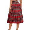 Women's Girls A-Line Long Pleated High Waist Fashion Skirt, School Uniform Cosplay