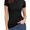 Women's Crewneck Slim Fitted Short Sleeve T-Shirt Stretchy Bodycon Basic Tee Tops
