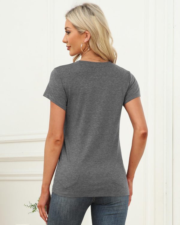 Womens Short Sleeve Tops Summer T Shirts Round Neck Causal Fashion Basic Tee