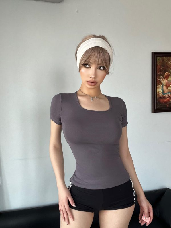 5 Pack Short Sleeve for Womens Square Neck T Shirts Fashion Casual Basic Tees Tops Summer Outfits Clothes 2025