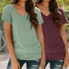 Womens Short Sleeve Shirts Basic 2 Pack Tees V Neck Summer Spring Trendy Casual Tops Loose Fit Lightweight Clothes 2025