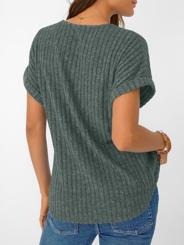 Women Tops Summer Sweaters Short Sleeve V Neck Shirts 2025 Spring Fashion Dressy Casual Business Tunic Blouses