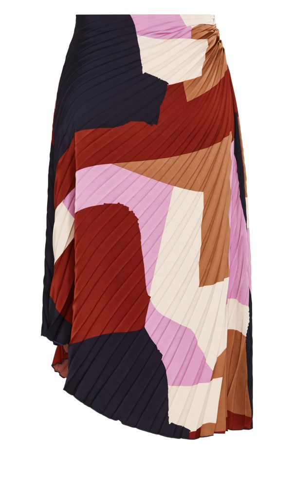 Women's Plus Size Skirt-Amaya Asymmetrical Harmonica Pleat Print