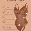Leather Bodysuits for Women Tummy Control Shapewear Lace V Neck Corset Tops Faux Leather Thong Body Suits