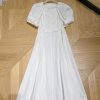 Women's Bandage Waist Maxi Dress - Puff Sleeve Cotton Solid Color Spring Long Dress