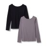 Women's Scoop Back Long Sleeve Slim-Fit Rib-Knit T-Shirt, Pack of 2